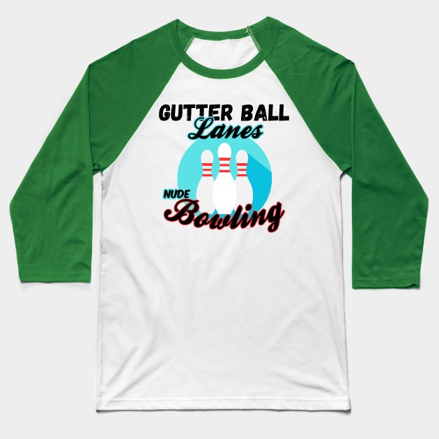 Gutter Ball Lanes Baseball T-Shirt by KramerArt